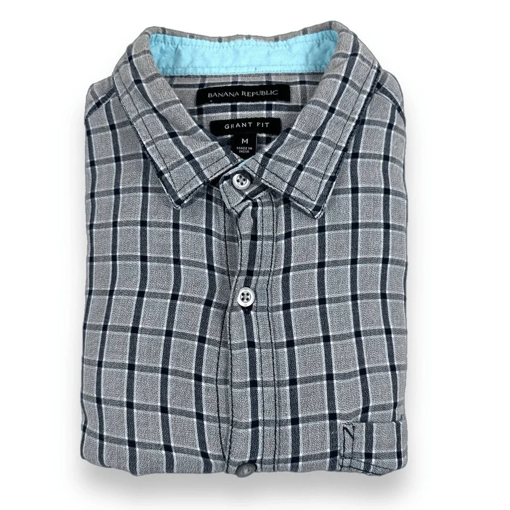Banana Republic Shirt Mens Size Medium M Great Checked Long Sleeve Button Down‎